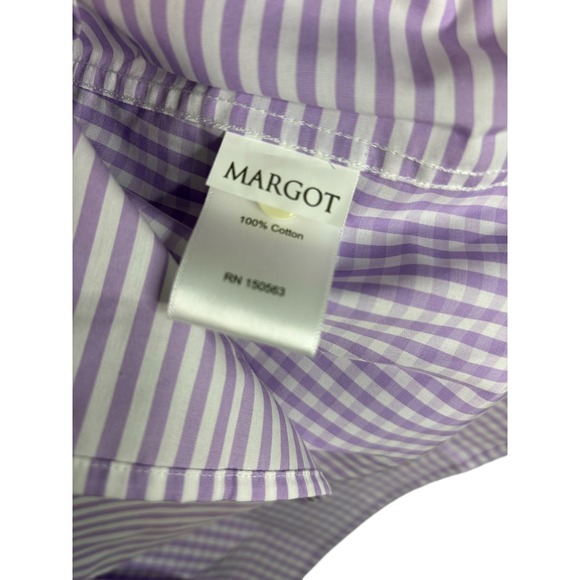 NWT Hinson Wu Purple Lilac White Stripe 3/4 Margot Sleeve Shirt Top‎ Size 16 - Picture 14 of 16